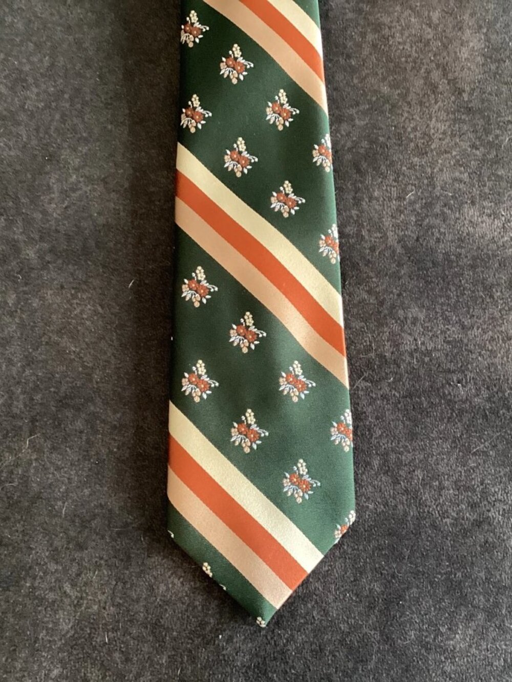 VTG SEARS Men’s Store Green & Brown Striped Classic Short Tie